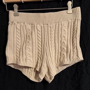 Forever 21 Cream Beach Pool Lounge Cable Knit Booty Villa Shorts